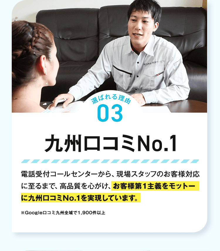 選ばれる理由03 九州口コミNo.1