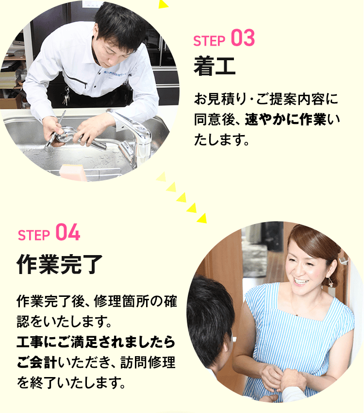 STEP 03 着工 STEP 04 作業完了